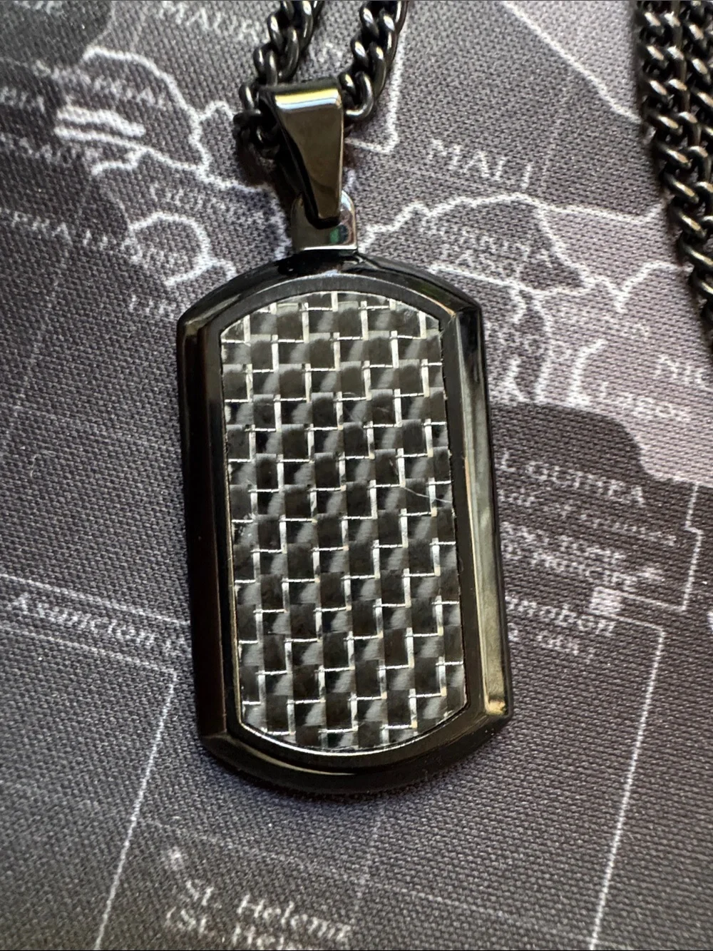 Men's Black Chain Necklace Dog Tag Pendant